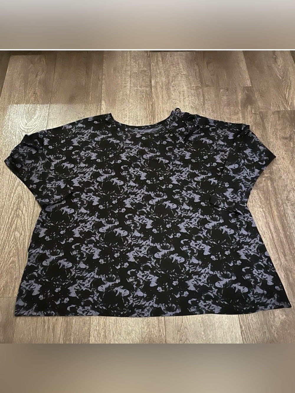 Livi Black & Purple Long Sleeve Tunic Blouse Asymmetrical Back Tie Size 26/28